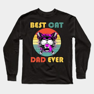 Best Cat Dad Ever Sunset Long Sleeve T-Shirt